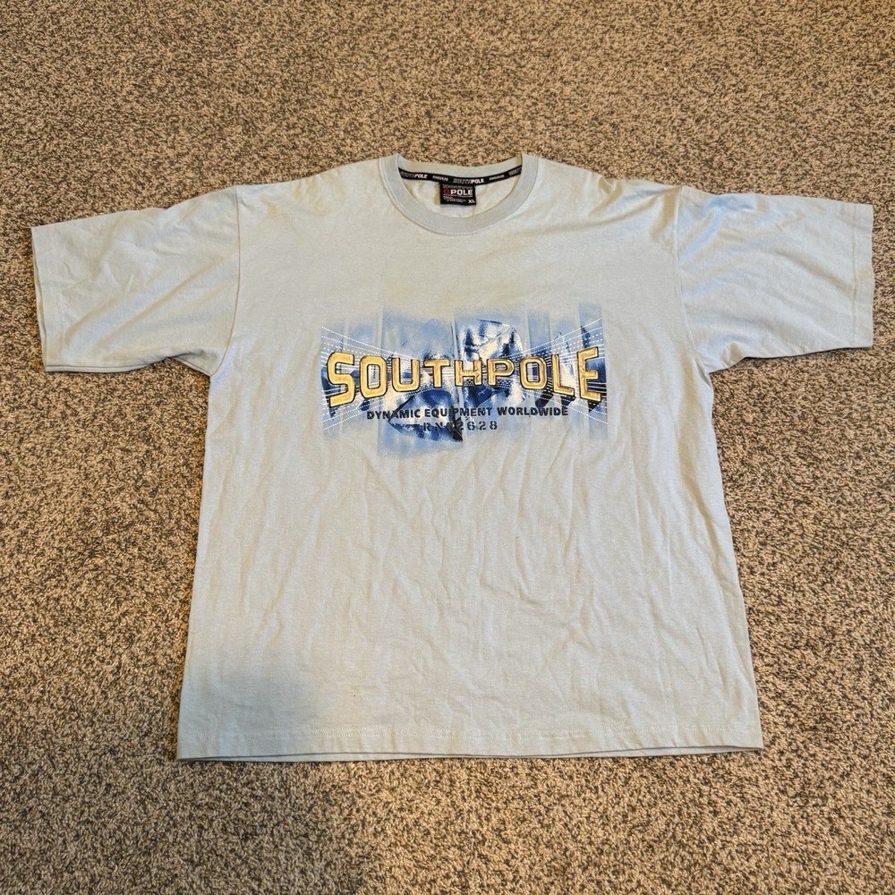 Vintage SOUTHPOLE MENS PUFF PRINT Size XL SHIRT Y2K Blue Authentic Collection